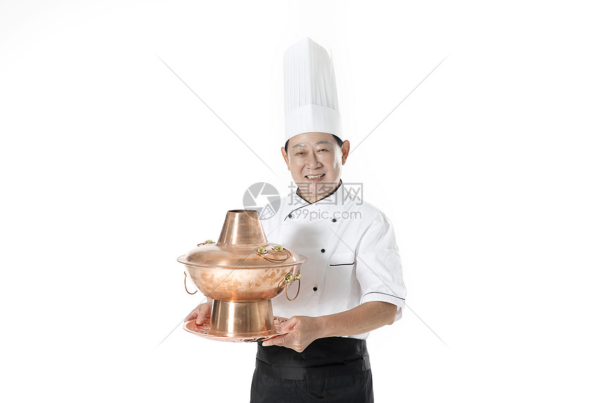 厨师拿铜锅图片