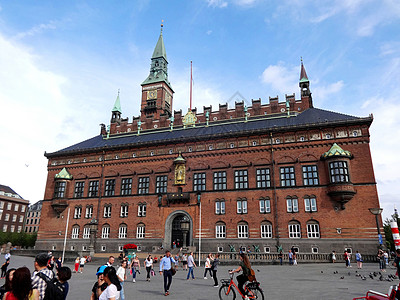 北欧风情丹麦哥本哈根政厅大厦背景