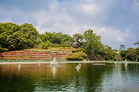 夏宫湖景清迈夏宫喷泉景色背景