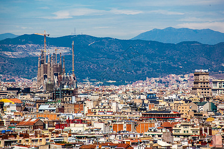 西班牙城市西班牙巴塞罗那城市景观背景