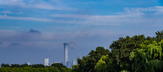 树林远景什刹海远景CBD高楼背景