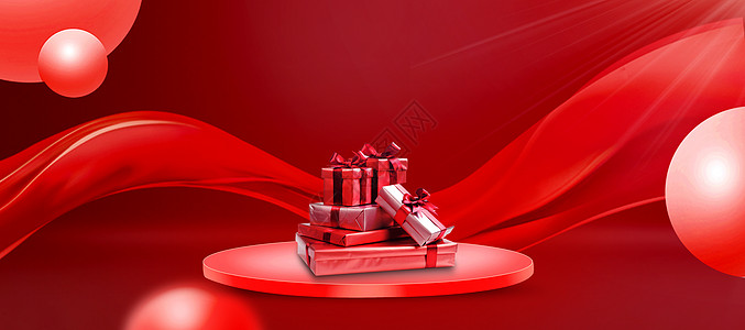 喜庆红色礼盒背景设计图片