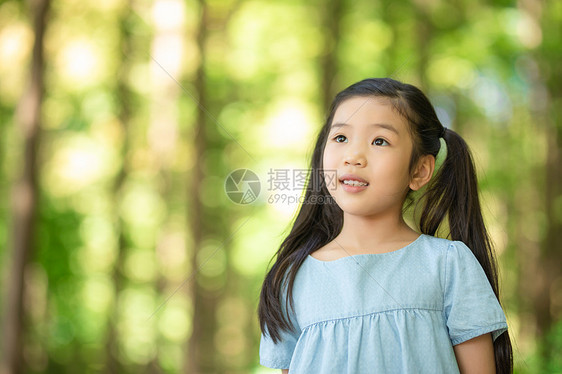 树林里的小女孩图片