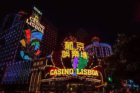 澳门夜景澳门葡京娱乐场背景