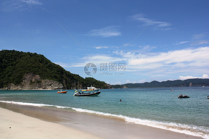 哥斯达黎加风光蓝天碧海银沙滩图片