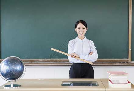 教育蓝色女教师上课背景