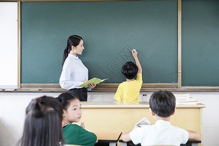 女教师上课小学生背景图片