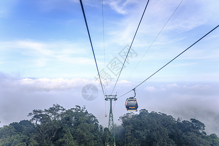 越南巴拿山高空缆车背景图片