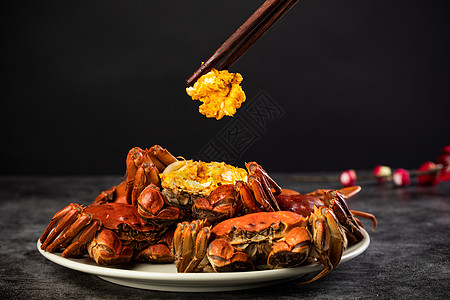 大闸蟹蟹黄应季美食蟹美食高清图片