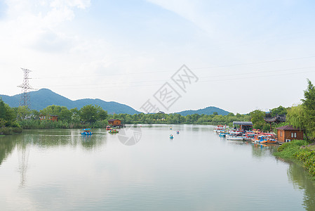 杭州湘湖游船码头背景图片