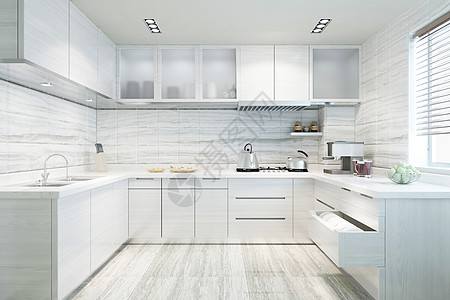 现代白色厨房效果图图片