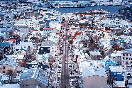 雪后房子冰岛雷克雅未克风光背景