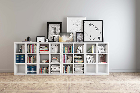 现代书柜组合背景图片