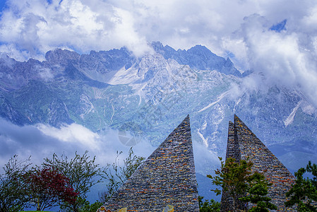 丽江客栈丽江玉龙雪山东巴谷背景