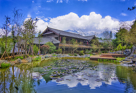 丽江雪山酒店客栈背景