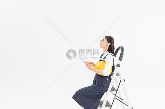 女工程师施工检查图片