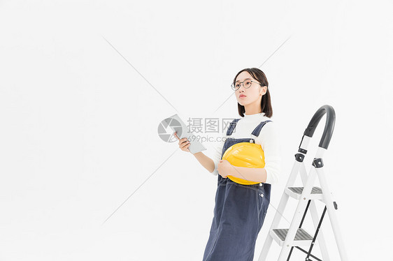 女工程师施工检查图片