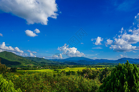 云丘山泰国清迈拜县PAI县黄色小屋背景