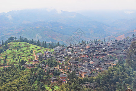 贵州黔东南岜沙苗寨背景图片