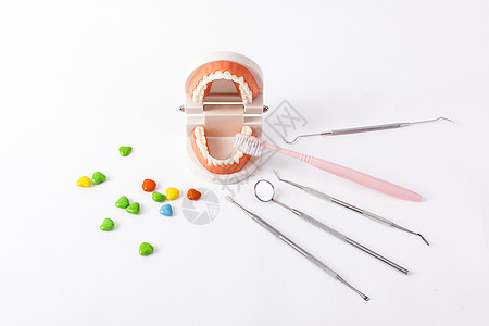 假牙模型护齿工具背景图片