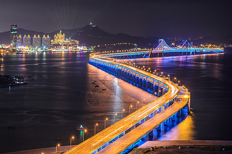 海上大桥夜色车流高清图片素材