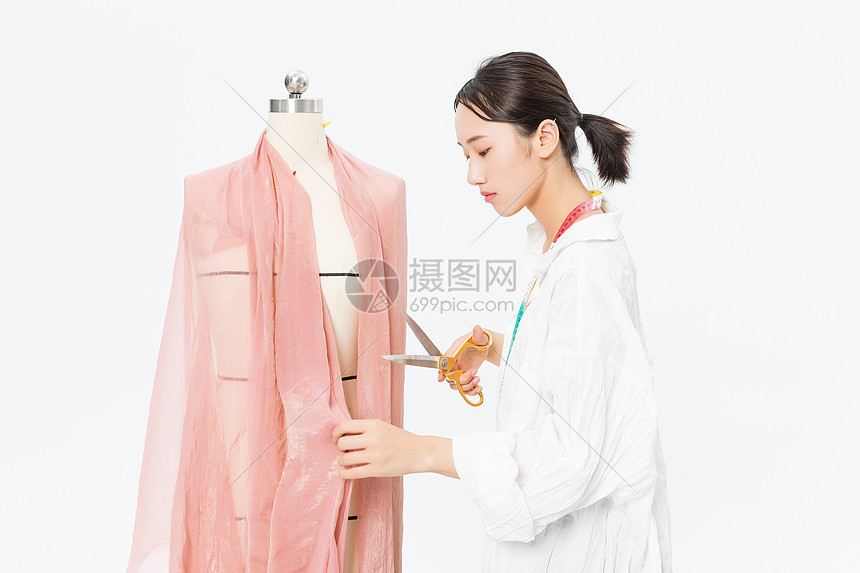 女服装设计师样衣裁剪图片