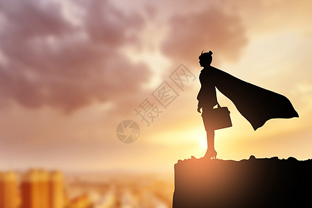 超人超级女商人剪影设计图片