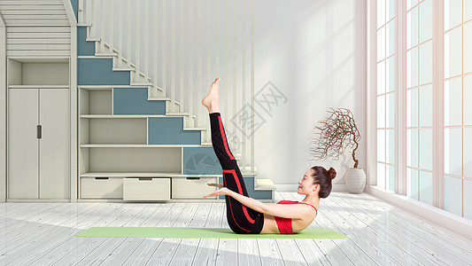 女生运动瑜伽健身设计图片