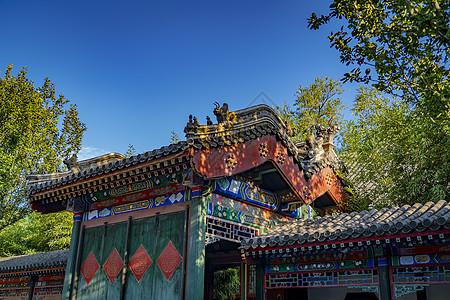 红色的天空北京恭王府背景