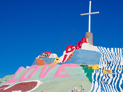 加利福尼亚州救赎山十字架背景图片
