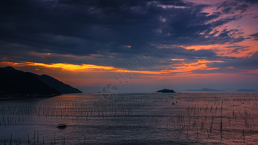 海边晚霞福建霞浦三都澳晚霞背景