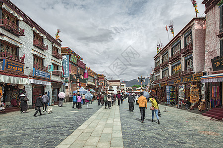 藏式寺庙西藏大昭寺八廓街景背景