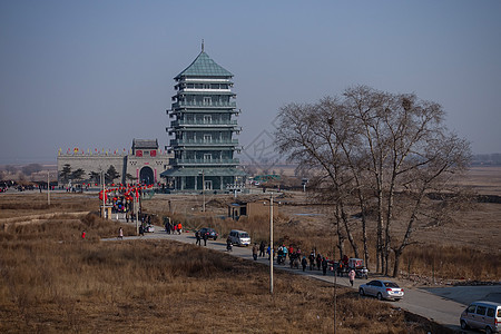 河北蔚县暖泉古镇琉璃塔背景图片