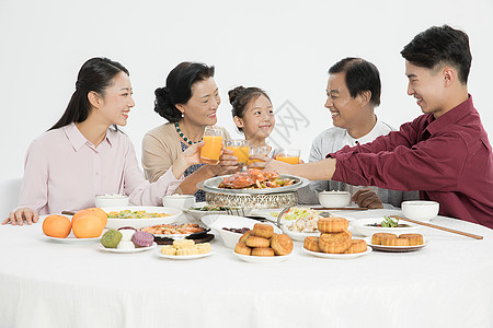 中秋节的快乐中秋团圆家庭聚餐背景