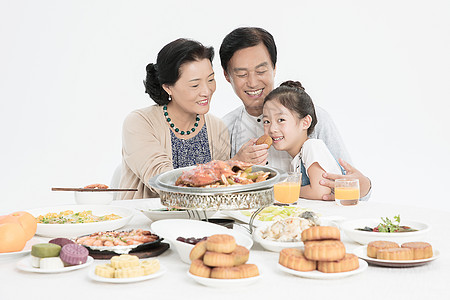 鲜肉月饼中秋团圆家庭聚餐背景