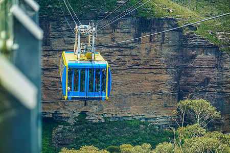 澳大利亚蓝山澳洲悉尼蓝山三姐妹景观缆车背景