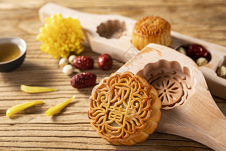 木纹中秋节广式月饼背景