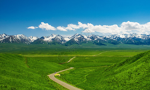 曲线山通向雪山的公路背景