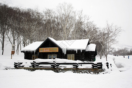 长白山的小木屋背景图片