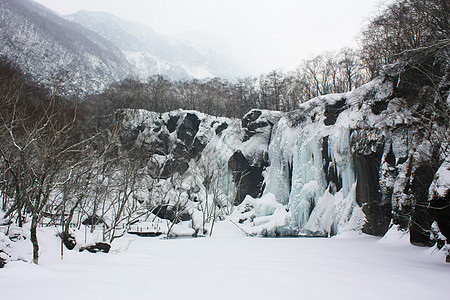 长白山冰冻的瀑布背景图片