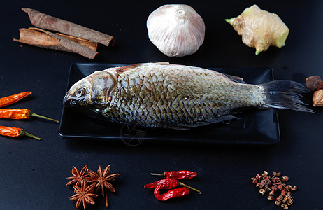 鱼类烹饪食材背景图片