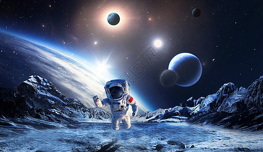 宇航员月球看地球高清图片