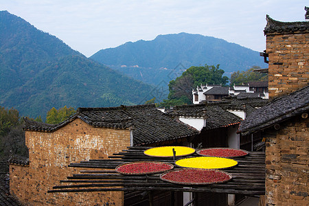 婺源篁岭风景区晒秋背景图片