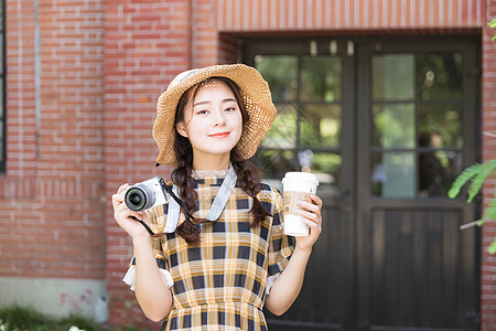 复古相机青春文艺复古美女背景