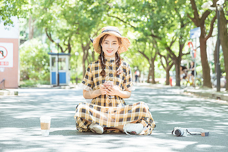 阳光下青春文艺女孩图片