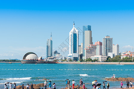 青岛海边海滨城市风光背景