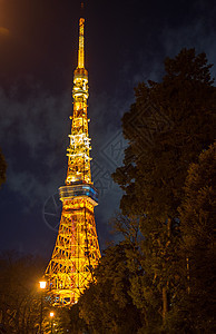 夜晚下的日本东京铁塔背景图片