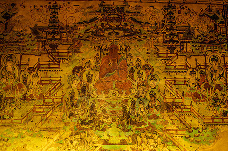 甘肃敦煌博物馆壁画展览背景图片