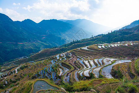 贵州遵义贵州黔东南苗族侗族自治州月亮山梯田背景