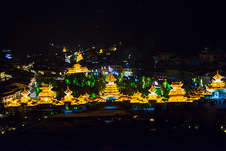 贵州黔东南苗族侗族自治州肇兴肇兴侗寨夜景旅游高清图片素材